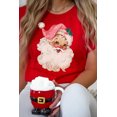 thumbnail image 2 of Women's Red Christmas Santa Claus Print Crew Neck T-Shirt - [ZhiHiMeRi] | (US 20-22)2XL, 2 of 7