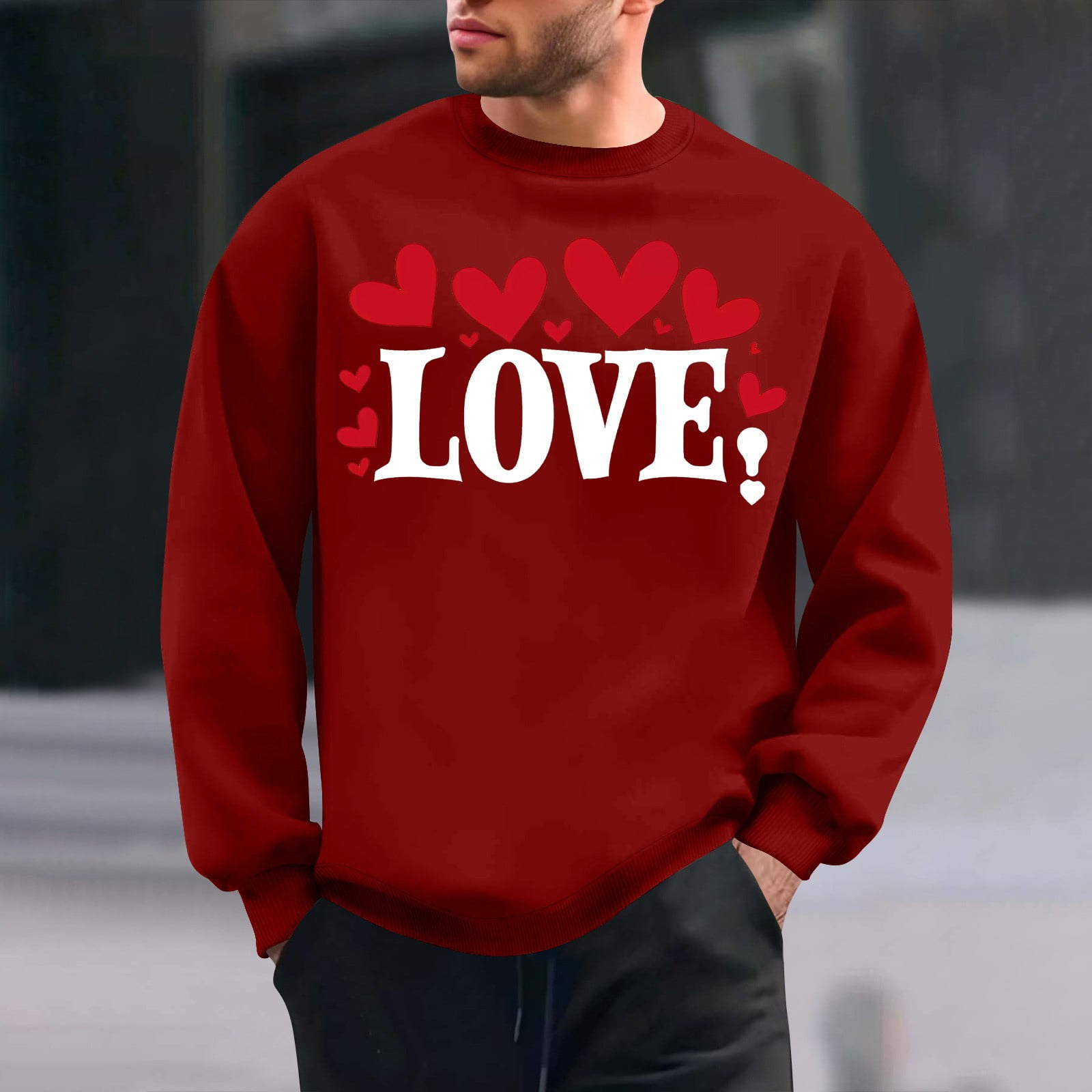 Jinhomg Mens Holiday Sweatshirt 2025 Trendy Valentine's Day Love