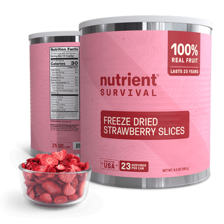 Nutrient Survival Freeze Dried Strawberry Slices, Long-Term Shelf Life, 100% Real Strawberries