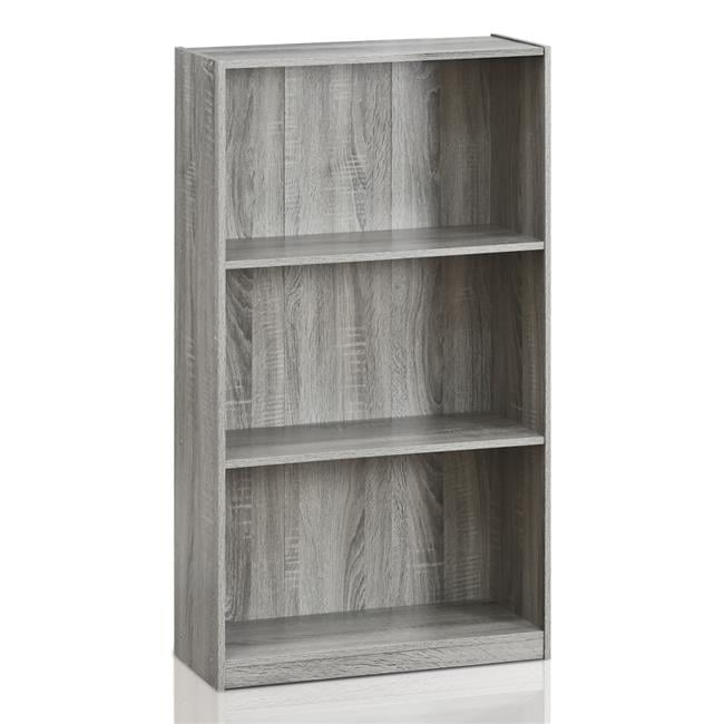Furinno Basic 3 - Tier Bookcase Storage Shelves, French Oak Grey 