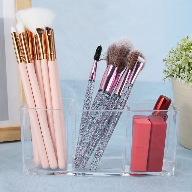 Organizador de brochas de maquillaje, caja de brochas de maquillaje de acrílico rectangular para escritorio, caja de brochas de maquillaje de escritorio, rendimiento inigualable