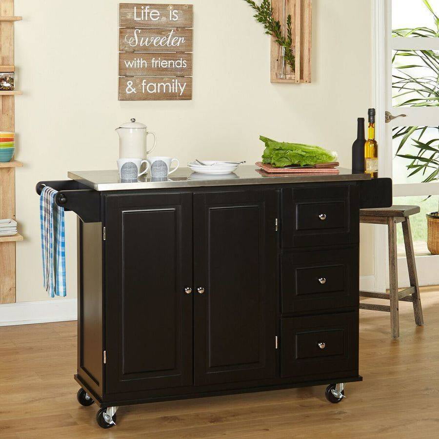 TMS Sundance Kitchen Cart with Stainless Steel Top, Black - Walmart.com