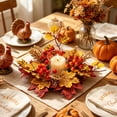 thumbnail image 5 of Cheapark Artificial Maple Leaf Berry Candle Ring Wreath, Fall Harvest Tabletop Candlestick Garland, Halloween Thanksgiving Seasonal Centerpiece Decor, Single Ring 11.81 In, 5 of 6