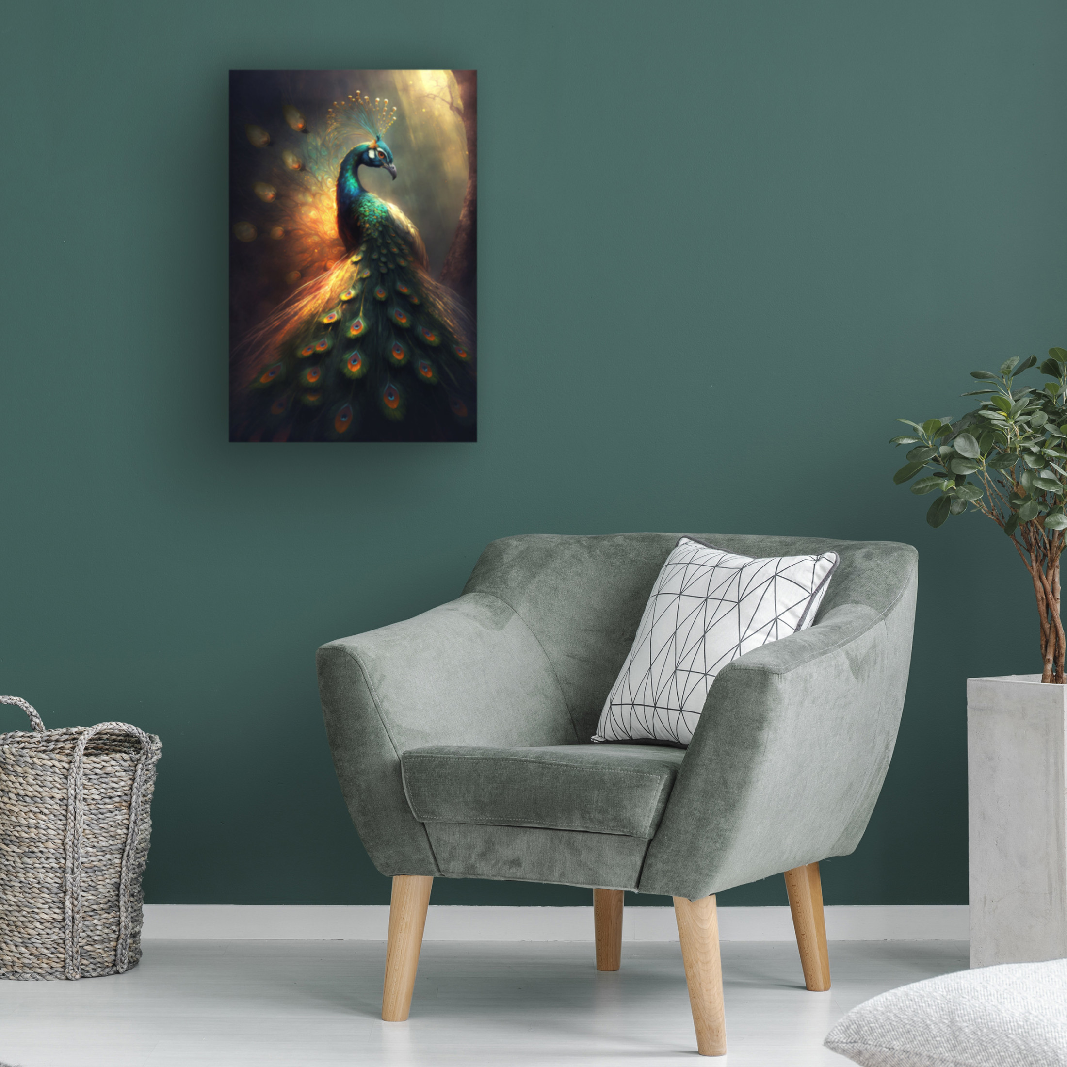 Canvas Wall Art - Ray Heere 'Proud Peacocks 37' Wall Art for Living Room, Bedroom, or Office Décor by Trademark Fine Art - 30 x 47 Inches