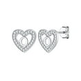 thumbnail image 1 of Pendientes de corazón de plata esterlina Silvora con Letra O Pendientes de botón iniciales de mujer Pequeños Pendientes de amor de CZ Joyería hipoalergénica Regalos, 1 of 8
