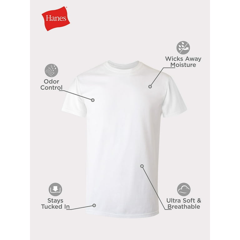 Hanes Men's Comfort Fit Ultra Soft Cotton Black/Grey T-Shirt Undershirts, 3  Pack