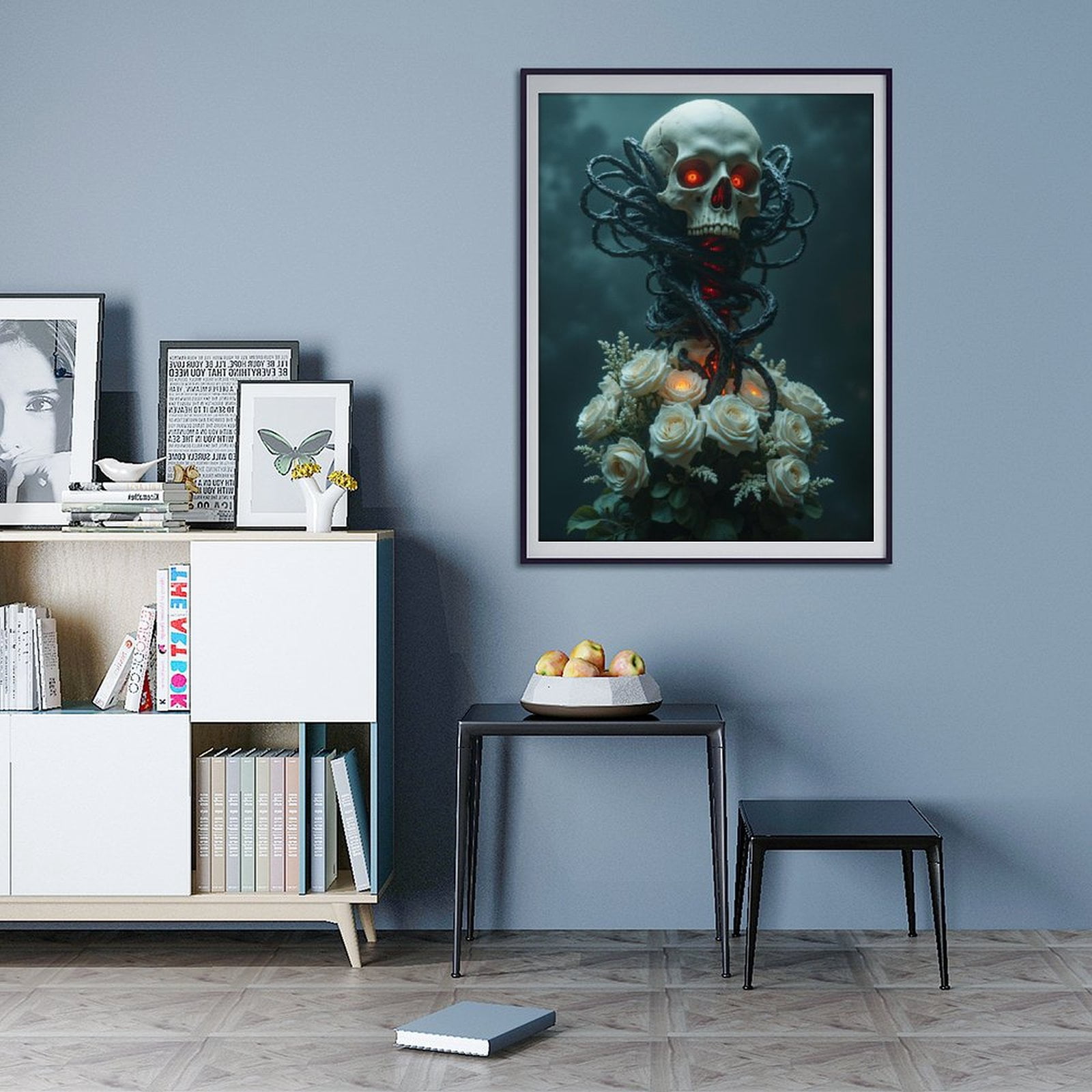 Diamond Art Kit for Adults, Skull Roses Dark Aura Glow Diamond Painting for Adults Beginners, DIY Diamond Art Painting Kits, 5D Diamond Painting Crafts for Home Decor 12x16 Frameless