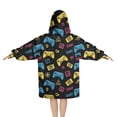 thumbnail image 2 of Yellow Blue Controllers Games Icons Black Pattern Blanket Hoodies for Kids 6-13YR Oversize Wearable Blanket Hoodies for Boys Girls Teens, 2 of 7