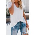 thumbnail image 1 of Women's White/Black V Neck Short Sleeve Tee, 1 of 12
