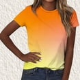 thumbnail image 4 of asdoklhq Summer Tops for Women 2026 Crewneck Women Gradient Color Crew Neck Casual Loose T-Shirt Orange XL, 4 of 5