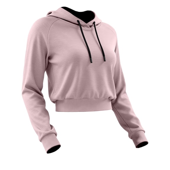 Cadmus Womens Comfy Cropped Hoodie Long Sleeve Drawstring Hooded Sweatshirt Basic Workout Casual Pullover