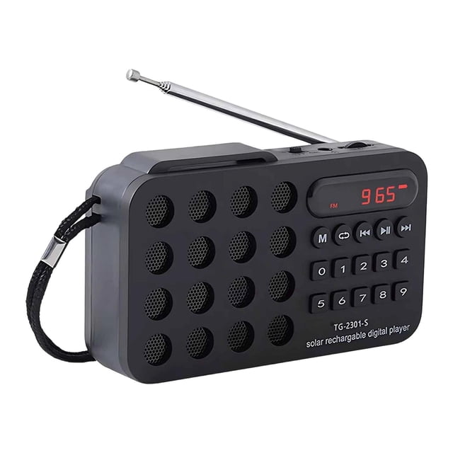 Radio multifunción con reproductor MP3, miniradio FM portátil de bolsillo con auriculares Negro