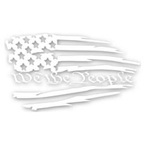 UR Impressions Tattered American Flag We The People Vinyl Decal - White, 7.5 x 4.2 inch