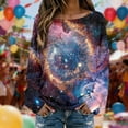 thumbnail image 4 of DHFJKG Long Sleeve Shirts For Women Sweaters Galaxy Printed Knit Pullover Ribbed Casual Loose Fit Crewneck Soft Blouse Trendy Tops, 4 of 5
