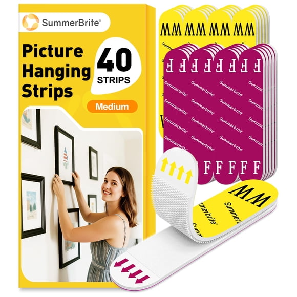 Tiras para colgar cuadros Summerbrite Heavy Duty, 40 tiras