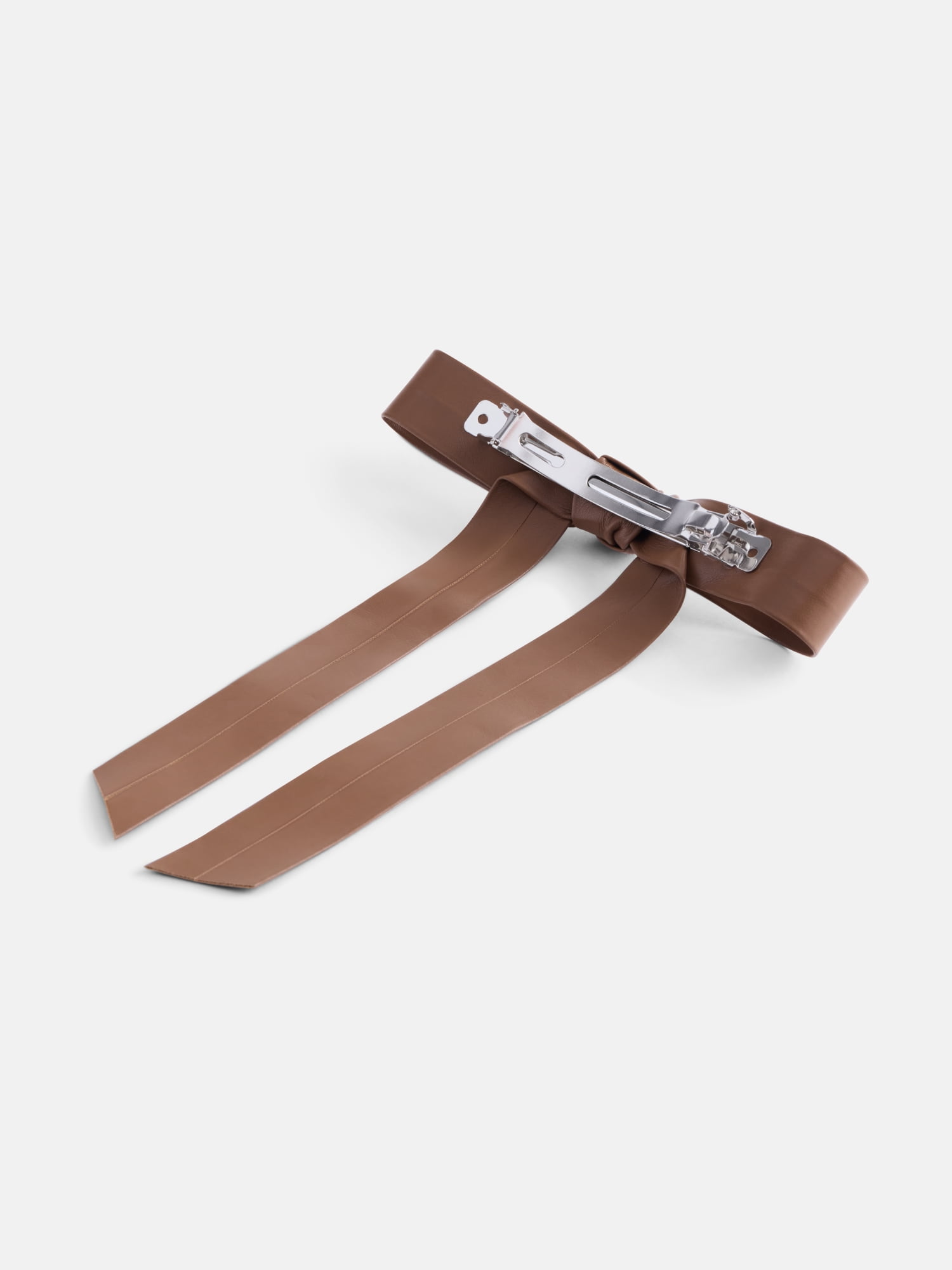 Free Assembly Women's Faux Leather Bow Barrette, Brown