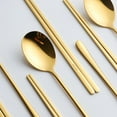 thumbnail image 5 of Buyer Star 4 Set Gold Korean Reusable Metal Stainless Steel Chopsticks Spoon Set, 5 of 6