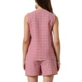 thumbnail image 3 of INSPIRE CHIC Gingham Vest Shorts Suit Set for Women's Two Piece Summer Casual Sleeveless Blazer Shorts Outfits XL Red, 3 of 6