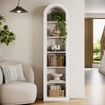 thumbnail image 6 of Tribesigns 74.8" Tall White Arched Bookshelf, 6-Tier Narrow Open Bookcase, Floor Standing Corner Display Shelves Storage Organizer for Small Space, Home Office, Living Room, 6 of 17