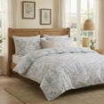 thumbnail image 2 of 100% Cotton Duvet Cover Set  Vintage Chic Style Green Floral Duvet Cover Lightweight Floral Bedding Set with Zipper Closure for All Season, Exquisite, Ultra Soft, 2 of 9