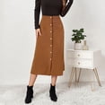 thumbnail image 4 of Women’s Corduroy High Waist A-Line Midi Skirt with Front Button Down Closure and Classic Fit for Daily Wear Khaki XL, 4 of 7