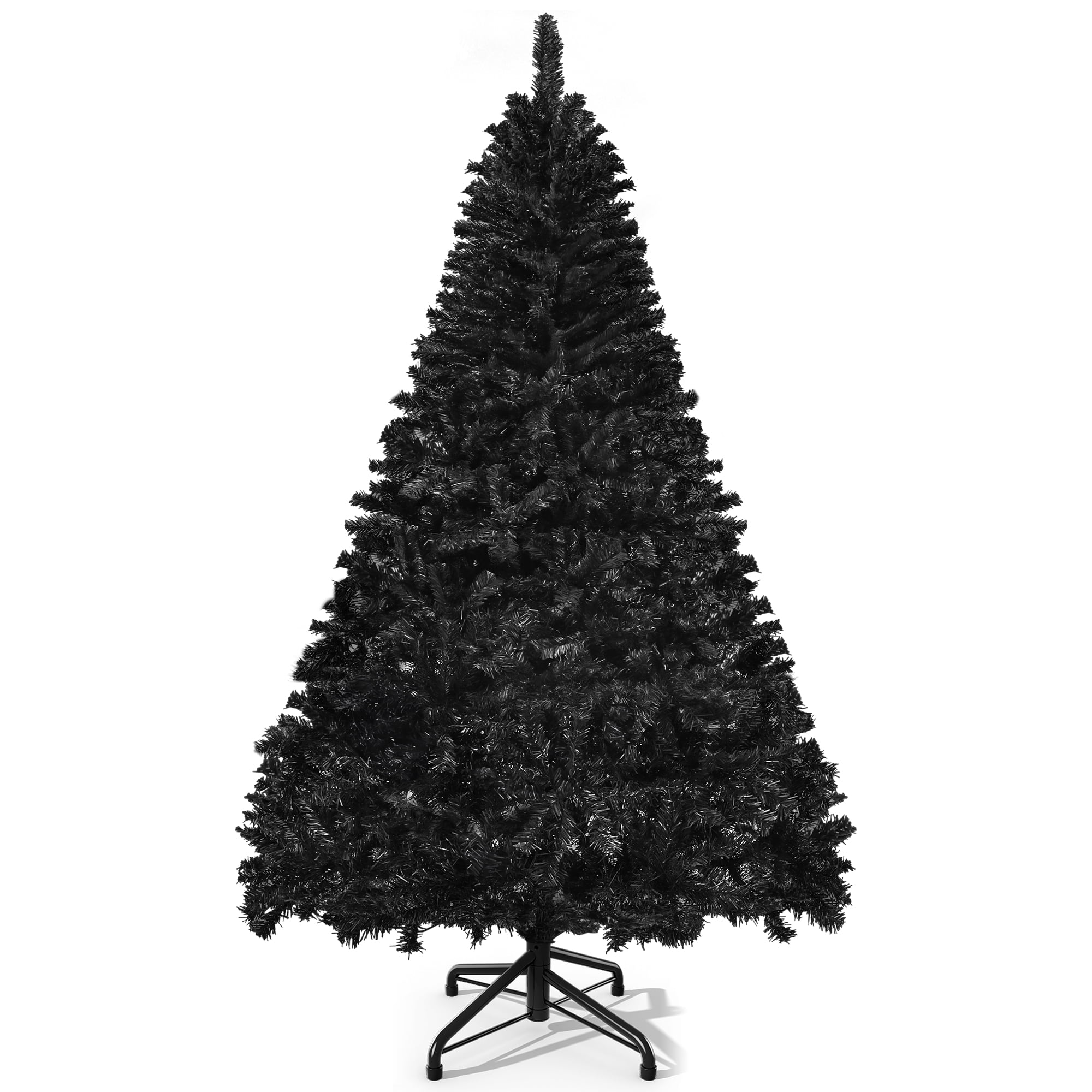 Uforic 7.5ft Premium Spruce Artificial Christmas Tree, Halloween Black Artificial Christmas Pine Tree with 1258 Branch Tips,Metal Hinges & Foldable Base, Black