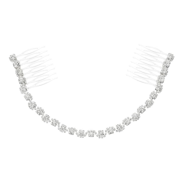 KAKOWELY Elegante tocado de novia, cadena para novia, peineta para el cabello, accesorio para el cabello de cristal