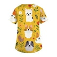 thumbnail image 2 of NAMTYQX Printed Scrub Tops Women Short Sleeve Loose Fit V Neck Light Casual Stretch Yellow Size M, 2 of 5