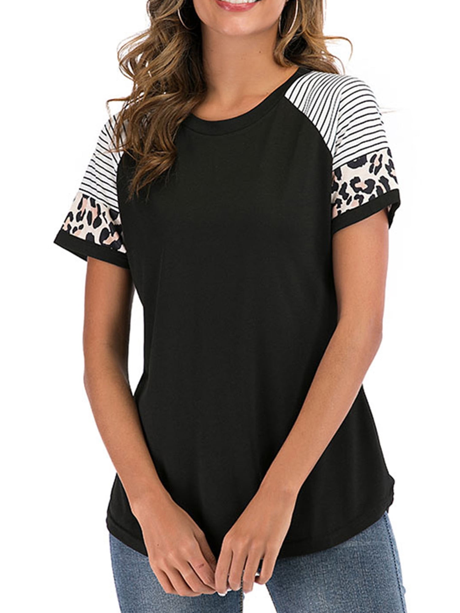 UK Women One Shoulder Top Pullover Ladies Baggy Leopard Blouse T-shirt Size 8-26 