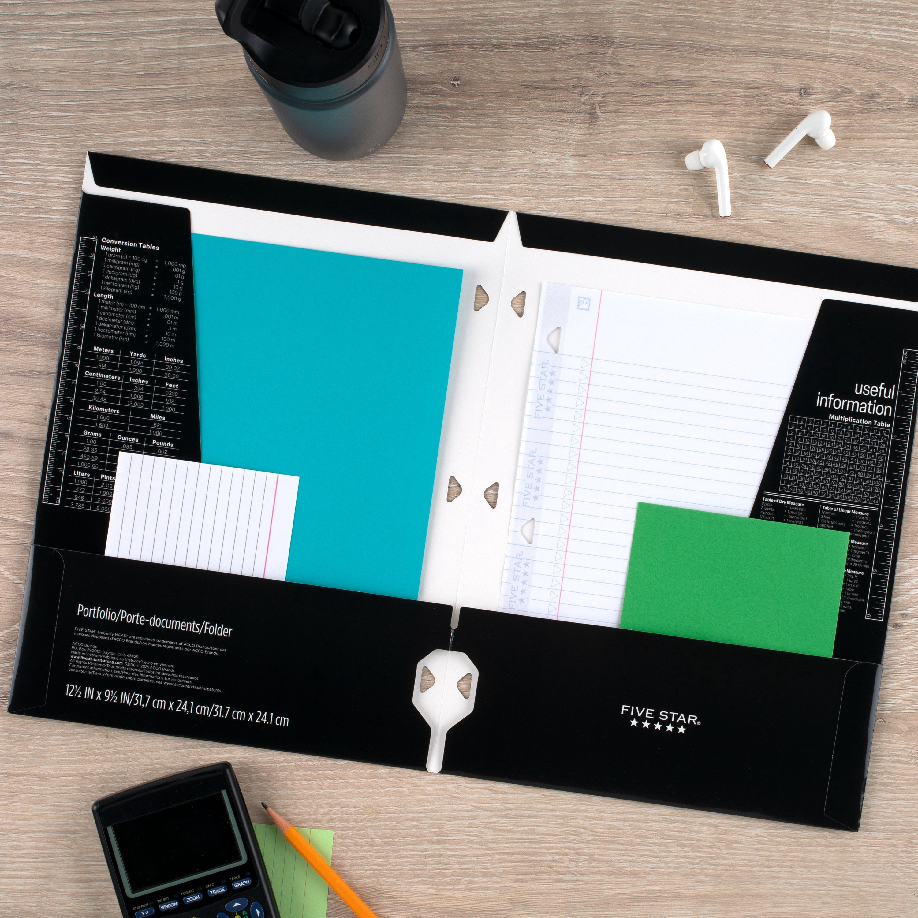 Five Star 4-Pocket Paper Folder, Black