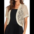 thumbnail image 2 of Cárdigan Corto Transparente de Verano con Encaje Floral y Mangas para Mujer Amarillo M, 2 of 8