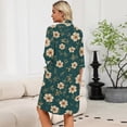 thumbnail image 7 of Women's Robes Zipper Lightweight Loose Fit Womens Bathrobe Zip Up Front 3/4 Sleeve Knee Length Vintage Floral Print Plus Size Pajama Sleepwear with Pockets Dark Green XXL, 7 of 7