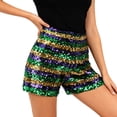 thumbnail image 2 of Chbgutlmr Sequin Shorts for Women Sparkly Mid Rise Elastic Waist Shorts Casual Dressy Festival Carnival Shorts Party Clubwear, 2 of 9