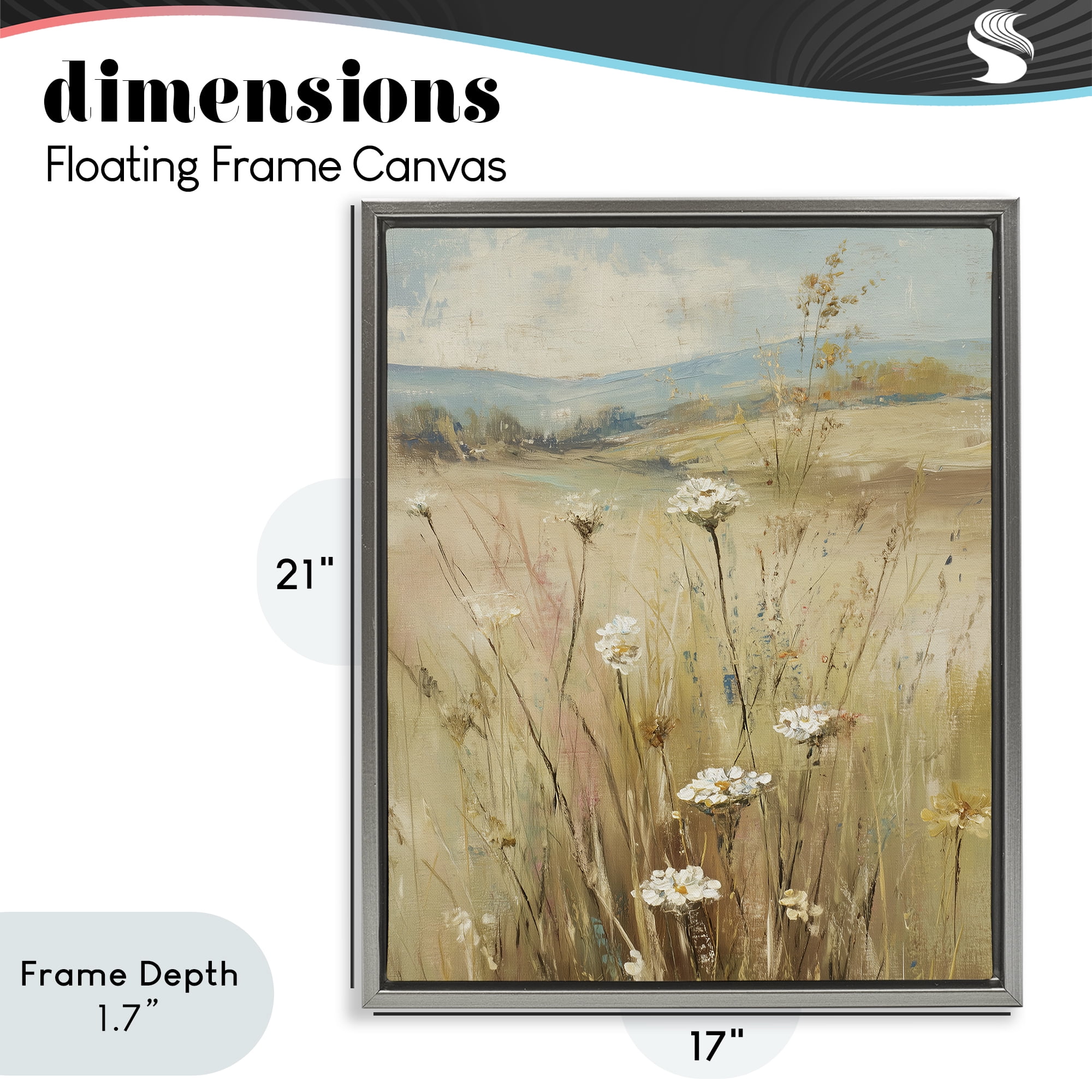 Stupell Industries Natural Lush Hillside Blooms Gray Framed Floater Canvas Wall Art, design by Svetlana Aleynikova