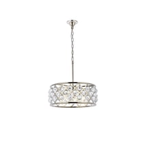 1214 Madison Collection Pendant Lamp D:20in H:9in Lt:5 Polished Nickel Finish Royal Cut Crystal (Clear)