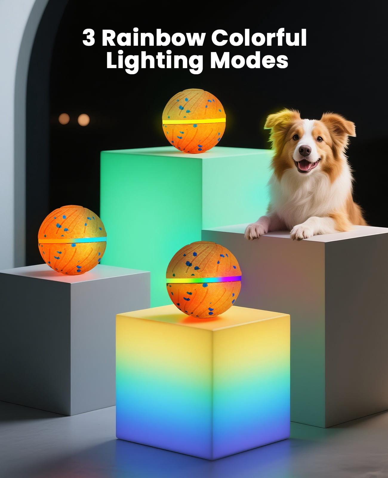 2 Pack Smart Interactive Dog Balls, Automatic Moving Ball for Medium and Large Dogs, ETPU New Material, Motion Activated Rolling & Rotating Bouncy Toy for Dog Stimulation, 1 Orange + 1 Blue