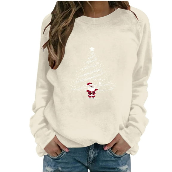 cocolona Womens Christmas Sweatshirts Crewneck Long Sleeve Graphic Shirts Fall Winter Casual Loose Pullover Tops