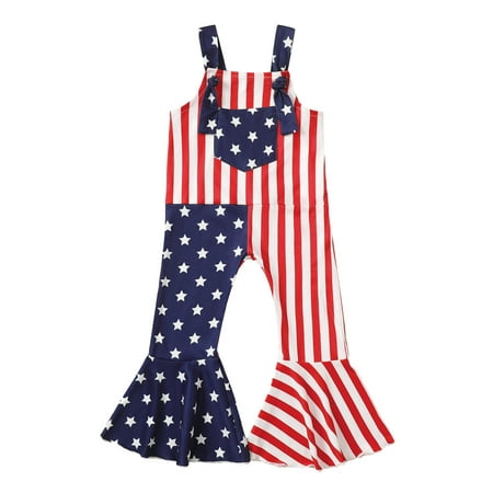 

Baby Girl Jumpsuits for Winter Toddler Kids Girls 4Th Of July Prints Sleeveless Star Prints Independence Day Jumpsuit Pants Outfits Set Red 18 Months-24 Months