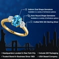 thumbnail image 2 of Gem Stone King 2.04 Ct Swiss Blue Topaz G/H Lab Grown Diamond 18K Yellow Gold Plated Silver Ring, 2 of 6
