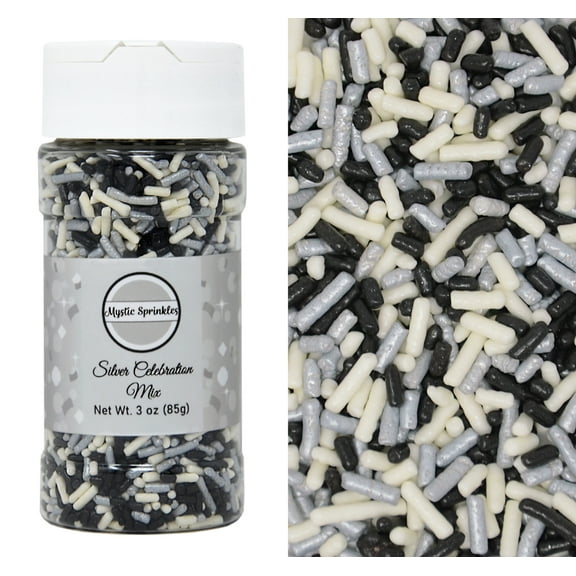 Mystic Sprinkles Silver Celebration Mix Jimmies Sprinkles 3 oz