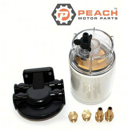 Peach Motor Parts PM-320R-RAC-01  PM-320R-RAC-01 Filter Assembly, Fuel Water Separator w/ Metal Base, Clear Bowl & Drain; Replaces Racor®: 320R-RAC-01, 320RRAC01, Honda®: 06177-ZW1-801AH, Suzuki®: