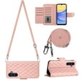 thumbnail image 2 of SaniMore Case for Samsung Galaxy A15, PU Leather 3D Lattice Stylish for Girls Crossbody Lanyard Flip Kickstand Card Slots Cash Pocket Magnetic Clasp Full Protective Shockproof Wallet Shell, Coralpink, 2 of 9