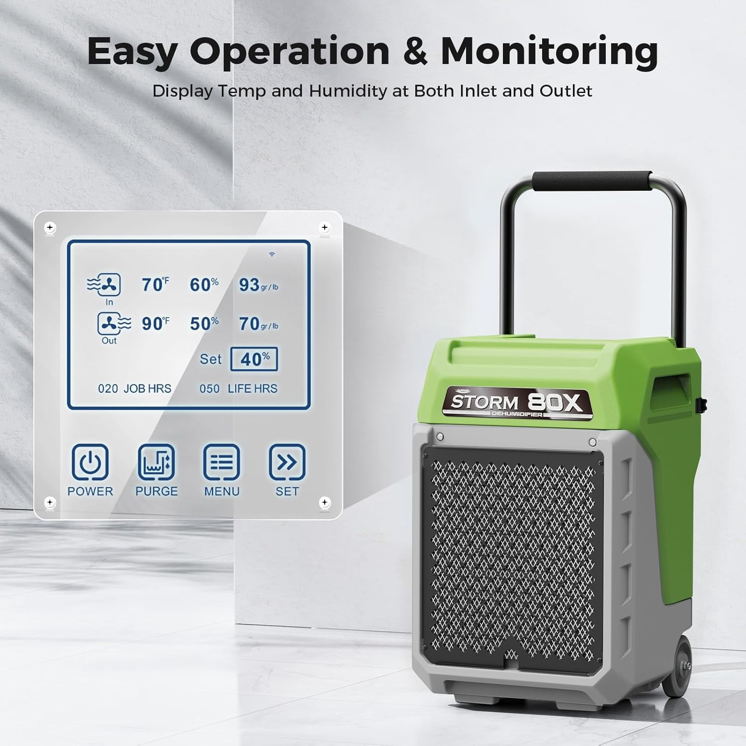 ALORAIR  Commercial Dehumidifier 170 Pints LGR Dehumidifier with Pump & Drain Hose, Portable Insutrial Dehumidifier for Basments, Home, Job Sites, Fit for 2,100 Sq.Ft Space with Wheels