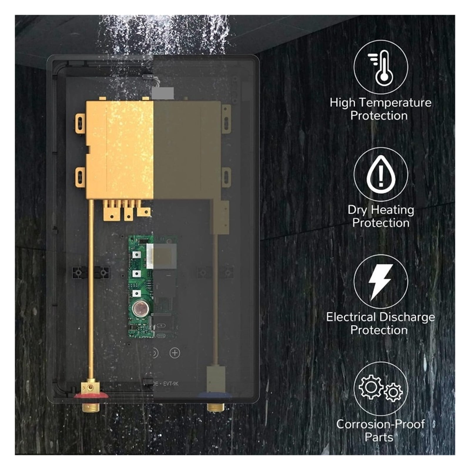 Electric Tankless Water Heater, Endless On-Demand Hot Water - Self Modulates To Save Energy Use - For Sink And Faucett ,Safety Protections