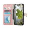 thumbnail image 3 of Leather For iPhone 14 Pro Max  Case Leaf buckle zipper wallet  3-card  Flip Wallet Leather Case With Card Holder Magnetic Closure  Phone Cases Cover,Pink,For iPhone 14 Pro Max, 3 of 7