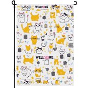 Cartoon Style Cat Decoration Versatile Garden Flags Kitten Cute Cat Fluffy Cat Porch Flag, 28x40in Double-Side Durable Washable Garden Decor for Outdoor, for Porch Backyard Patio Garden House