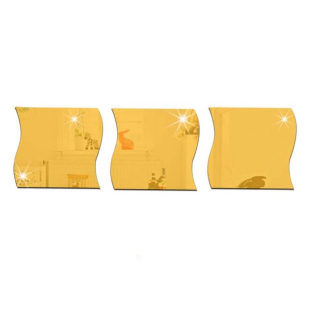 Pegatinas decorativas con ondas en acrílico en forma de L en dorado para dormitorio y habitación de bebé