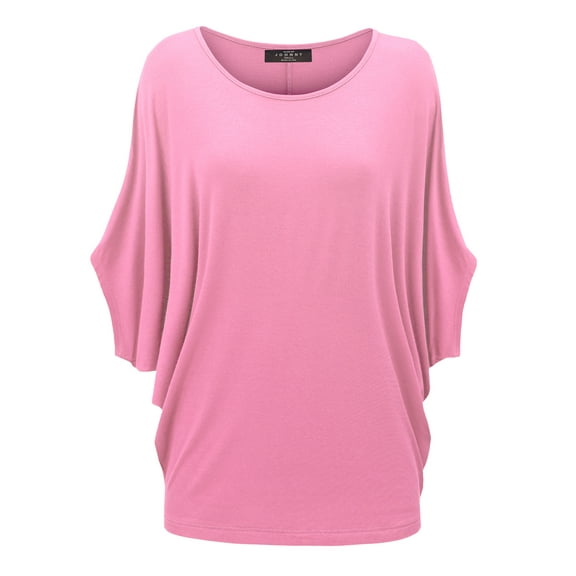 Made by Johnny Women's Scoop Neck Half Sleeve Batwing Dolman Top M PINK