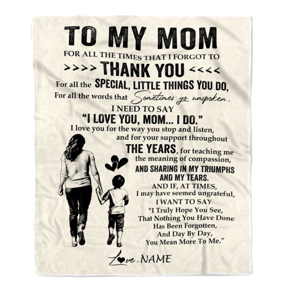 To My Mom Blanket From Son For All The Times That I Forgot To Thank You Mom Birthday Mothers Day Fleece Blanket, 30x40in Fleece Blanket
