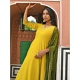 thumbnail image 6 of Janasya Indian Women's Yellow Georgette Solid Kurta with Palazzo and Dupatta, 6 of 7